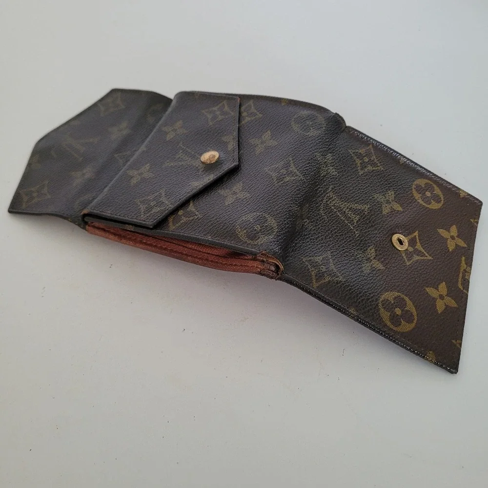 Louis Vuitton Monogram Canvas Elise Trifold Wallet Brown Compact Wallet